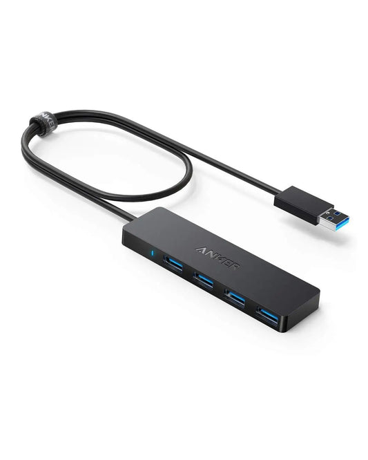 Anker 4-Port USB 3.0 Hub, A7516 Ultra-Slim Data USB A Hub with 2 ft Extended Cable [Charging Not Supported], for MacBook, Mac Pro, Mac Mini, iMac, Surface Pro, XPS, PC, Flash Drive, Mobile HDD - Hatke