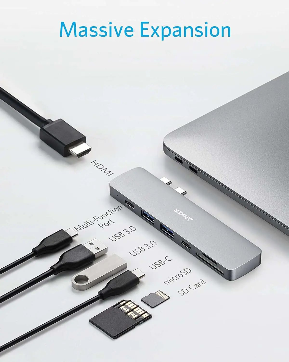 Anker PowerExpand Direct 7-in-2 USB C Hub for MacBook, with Thunderbolt 3 USB C Port (100W Power Delivery), 4K HDMI Port, USB C and USB A 3.0 Data Ports, SD and microSD Card Reader - A8371 - Hatke