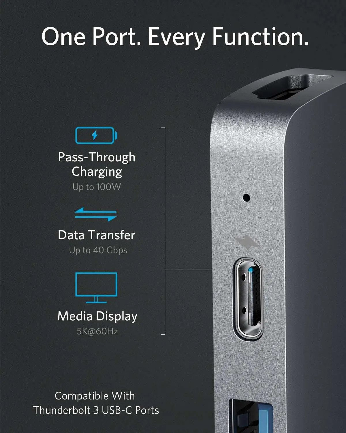 Anker PowerExpand Direct 7-in-2 USB C Hub for MacBook, with Thunderbolt 3 USB C Port (100W Power Delivery), 4K HDMI Port, USB C and USB A 3.0 Data Ports, SD and microSD Card Reader - A8371 - Hatke