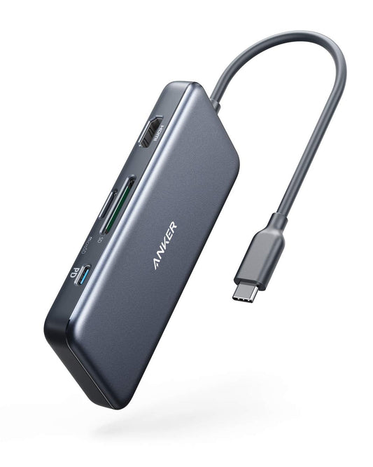 Anker USB C Hub, 341 USB-C Hub 7-in-1 with 4K HDMI, 100W Power Delivery, USB-C and 2 USB-A 5 Gbps Data Ports, microSD and SD Card Reader, for MacBook Air, MacBook Pro, XPS, and More - Hatke