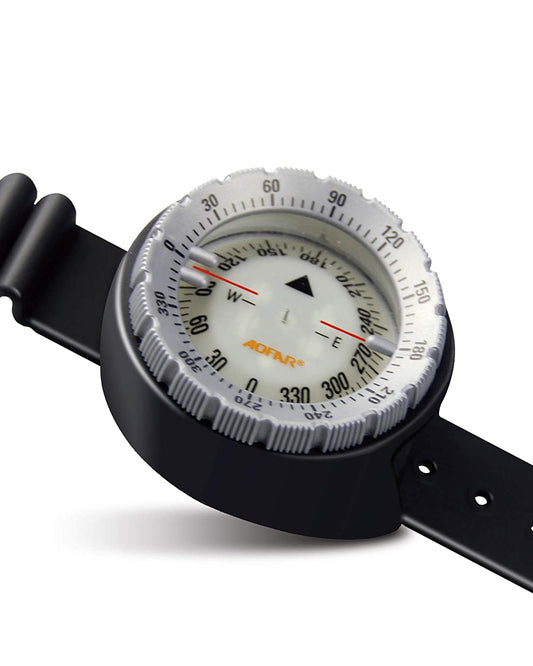 AOFAR Dive Compass AF-Q60 Waterproof, Durable, Compact. Wrist Strap Type Compass for Sailing, Diving, 11.8in Strap - Hatke