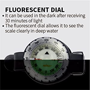 AOFAR Dive Compass AF-Q60 Waterproof, Durable, Compact. Wrist Strap Type Compass for Sailing, Diving, 11.8in Strap - Hatke