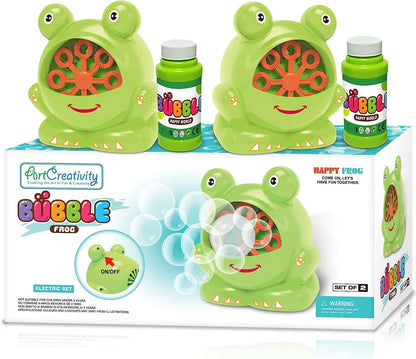ArtCreativity Frog Bubble Machine Set for Kids - 2 Pack - Includes 2 Bubbles Blowing Toys and 2 Bottles of Solution - Fun Summer Outdoor or Party Activity - Best Gift for Boys, Girls, and Toddlers - Hatke