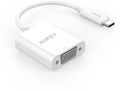 AUKEY USB 3.1 Type C to VGA Adapter, 1080P HDTV (DP Alt Mode) Compatible with MacBook (CB-C15 White) - Hatke