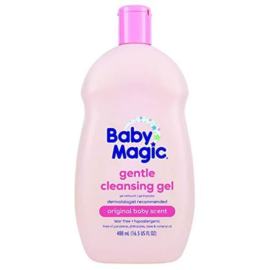 Baby Magic Gentle Cleansing Gel, Original Baby Scent, Tear Free, Hypoallergenic, Free of Parabens, Phthalates, Dyes & Mineral Oi | 16.5 US FL OZ (488 ml) - Hatke