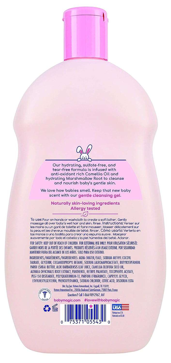 Baby Magic Gentle Cleansing Gel, Original Baby Scent, Tear Free, Hypoallergenic, Free of Parabens, Phthalates, Dyes & Mineral Oi | 16.5 US FL OZ (488 ml) - Hatke