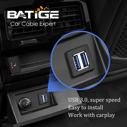 BATIGE Chinglung Dual Ports Square USB 3.0 Panel Flush Mount Extension Cable with Buckle for Car Truck Boat Motorcycle Dashboard 3ft - Hatke