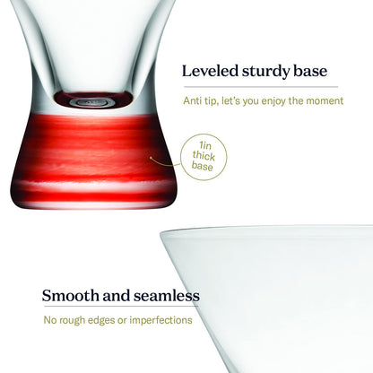 BENETI Premium European Made Cocktail Glasses 8-Ounces Martini Glasses with Attractive Colorful Base [6 PACK] Elegant Colored Glasses for Cocktails, Martini Party Glasses, Cosmopolitan Glasses for Manhattan, Brandy - Hatke
