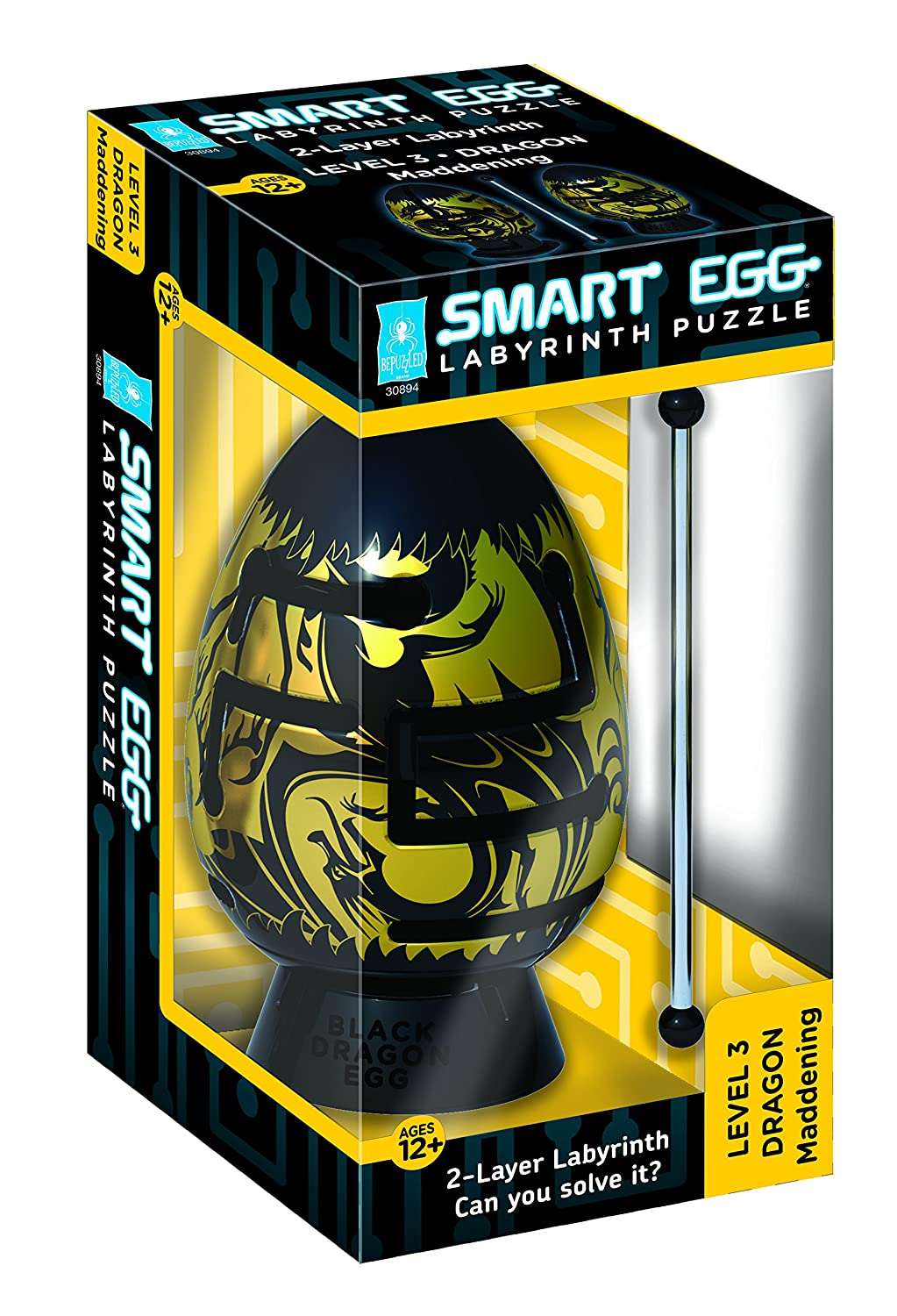 Bepuzzled Black Dragon 2-Layer Smart Egg Labyrinth Puzzle (Maddening) - Hatke