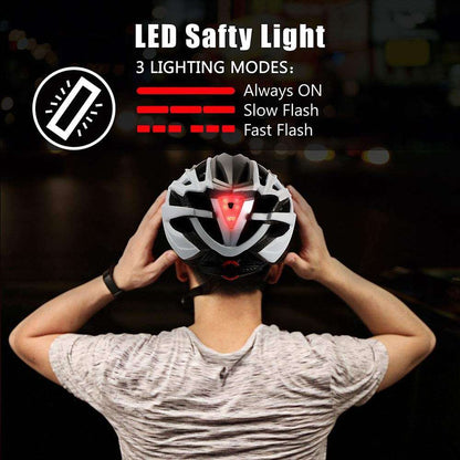 Bike Helmet, Basecamp Bicycle Helmet with Rear Light & Detachable Magnetic Goggles & Portable Backpack Lightweight Cycling Helmet Adjustable for Adult Men Women Mountain & Road (BC-069) - Hatke