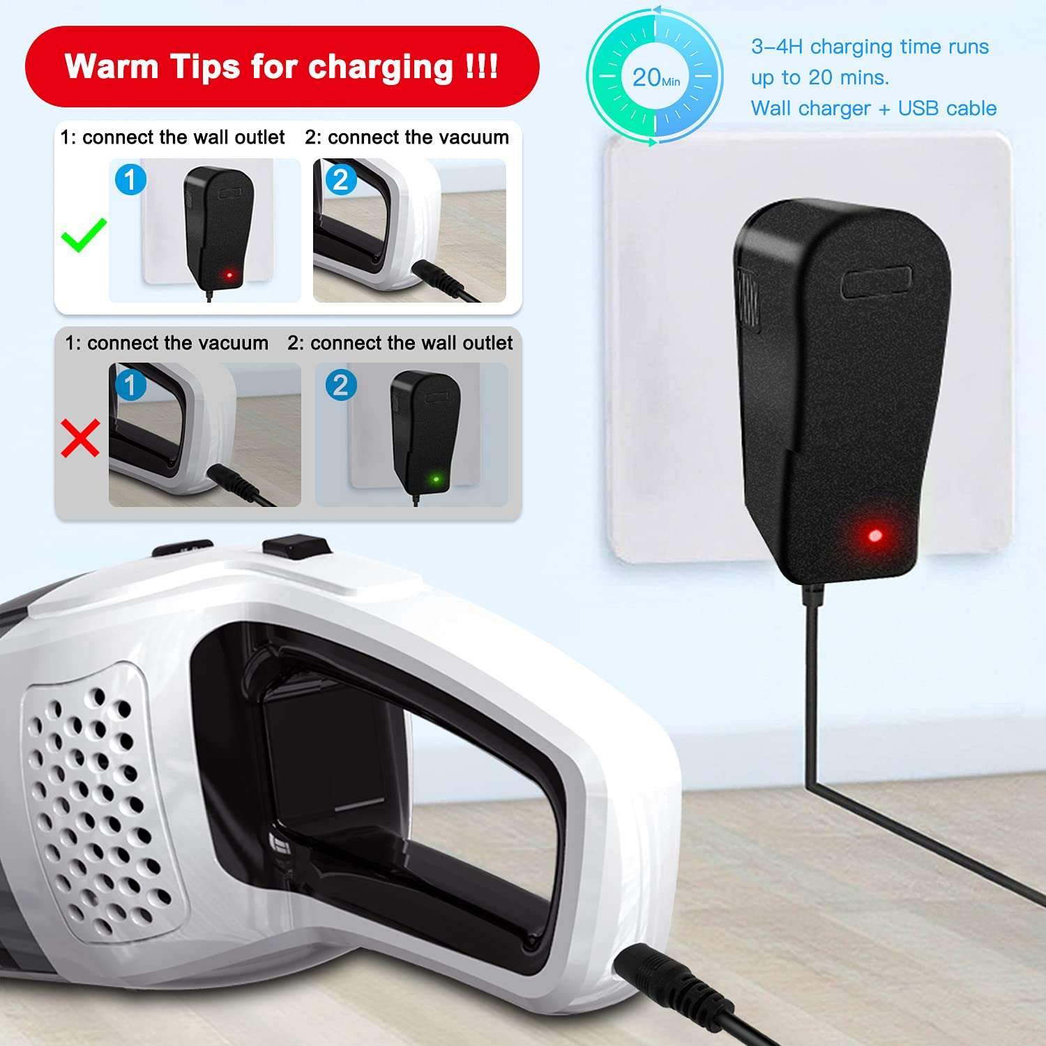 BOLWEO Handheld Portable Cordless Vacuum Cleaner DC 12V for Car