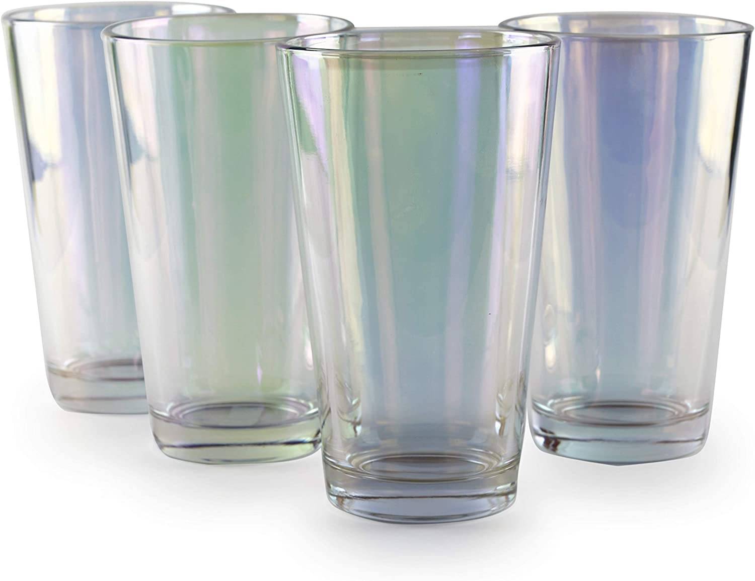 Circleware Radiance Set of 4 Heavy Base Highball Cooler Drinking Glasses Beverage Tumbler, 15.75 oz, Cups for Water, Juice, Milk, Beer, Ice Tea and Farmhouse Decor, 4 Count (Pack of 1) - Hatke