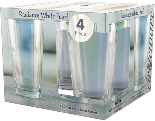 Circleware Radiance Set of 4 Heavy Base Highball Cooler Drinking Glasses Beverage Tumbler, 15.75 oz, Cups for Water, Juice, Milk, Beer, Ice Tea and Farmhouse Decor, 4 Count (Pack of 1) - Hatke