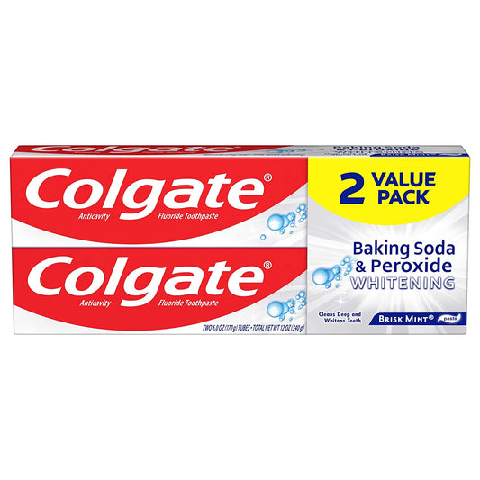 Colgate Baking Soda And Peroxide Whitening Gluten Free Toothpaste - 6 Fluid Ounce (2 Count) - Hatke