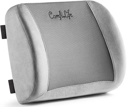 ComfiLife Lumbar Support Memory Foam Back Pillow with Adjustable Strap and Breathable 3D Mesh Office Chair and Car Seat Cushion - Hatke