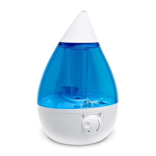 Crane Ultrasonic Humidifiers for Bedroom and Office, 1 Gallon Cool Mist Air Humidifier for Large Room and Home, Humidifier Filters Optional, Blue and White - Hatke