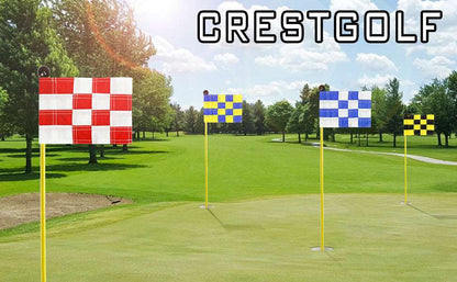 Crestgolf 3Sets Backyard Practice Golf Hole Pole Cup Flag Stick, 3 Section, Golf Putting Flagstick (3 Different Checkered Flag) - Hatke