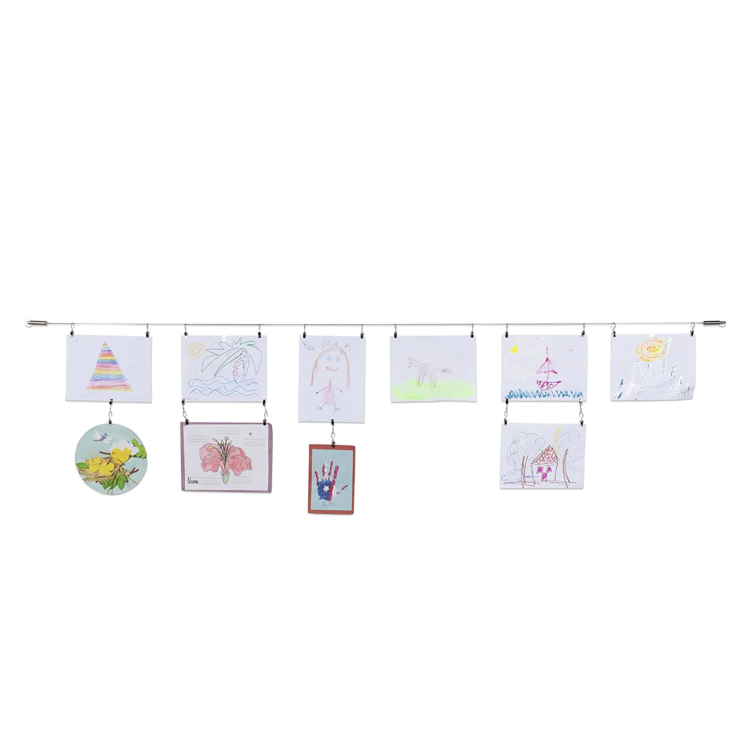 Curtain Drape Wire Rod Set with 24 Clips Multi-purpose Set Hang Photos, Notes, Art by Fasthomegoods - Hatke
