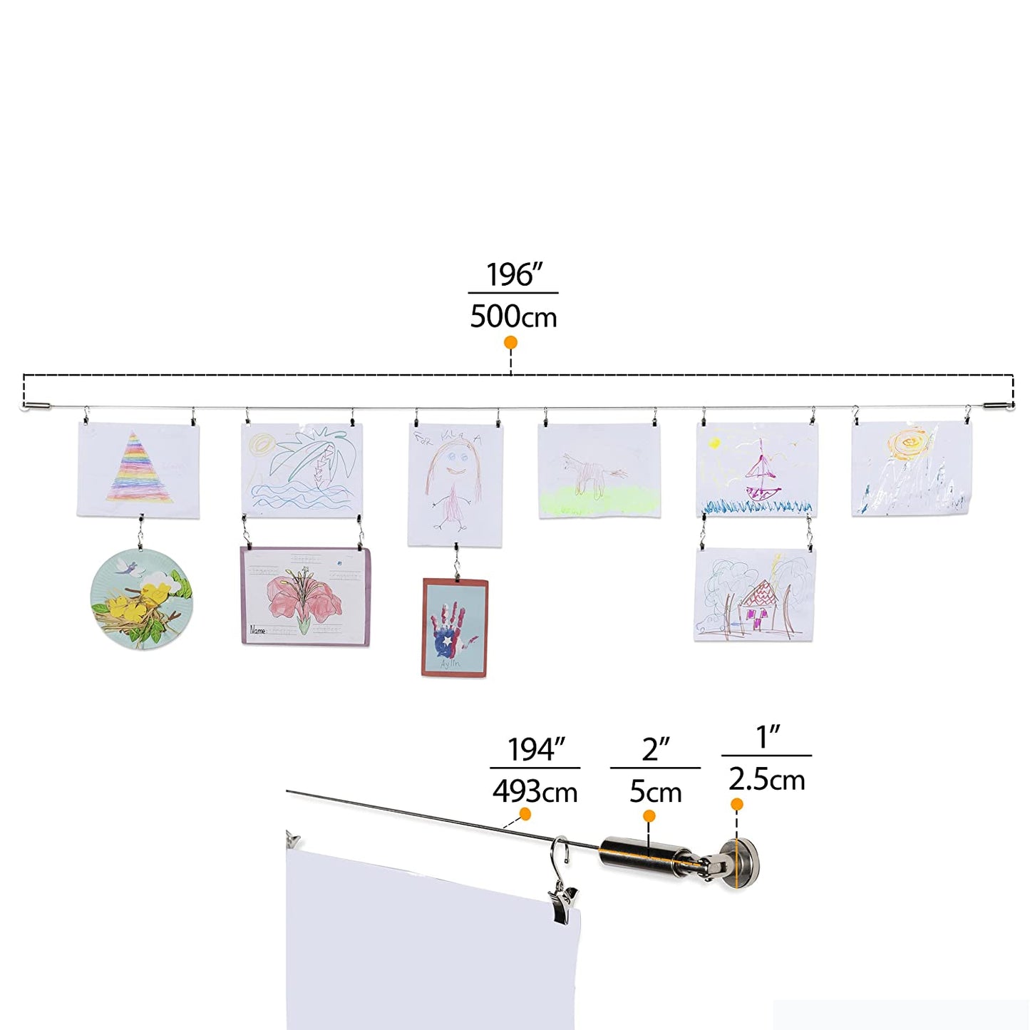 Curtain Drape Wire Rod Set with 24 Clips Multi-purpose Set Hang Photos, Notes, Art by Fasthomegoods - Hatke