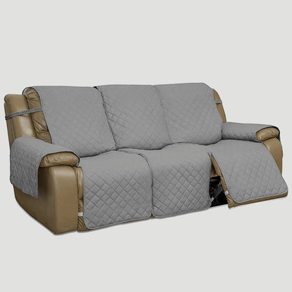 Easy-Going Anti Slip Split Sofa Cover for 3 Seat Recliner Each - Light Gray - Hatke