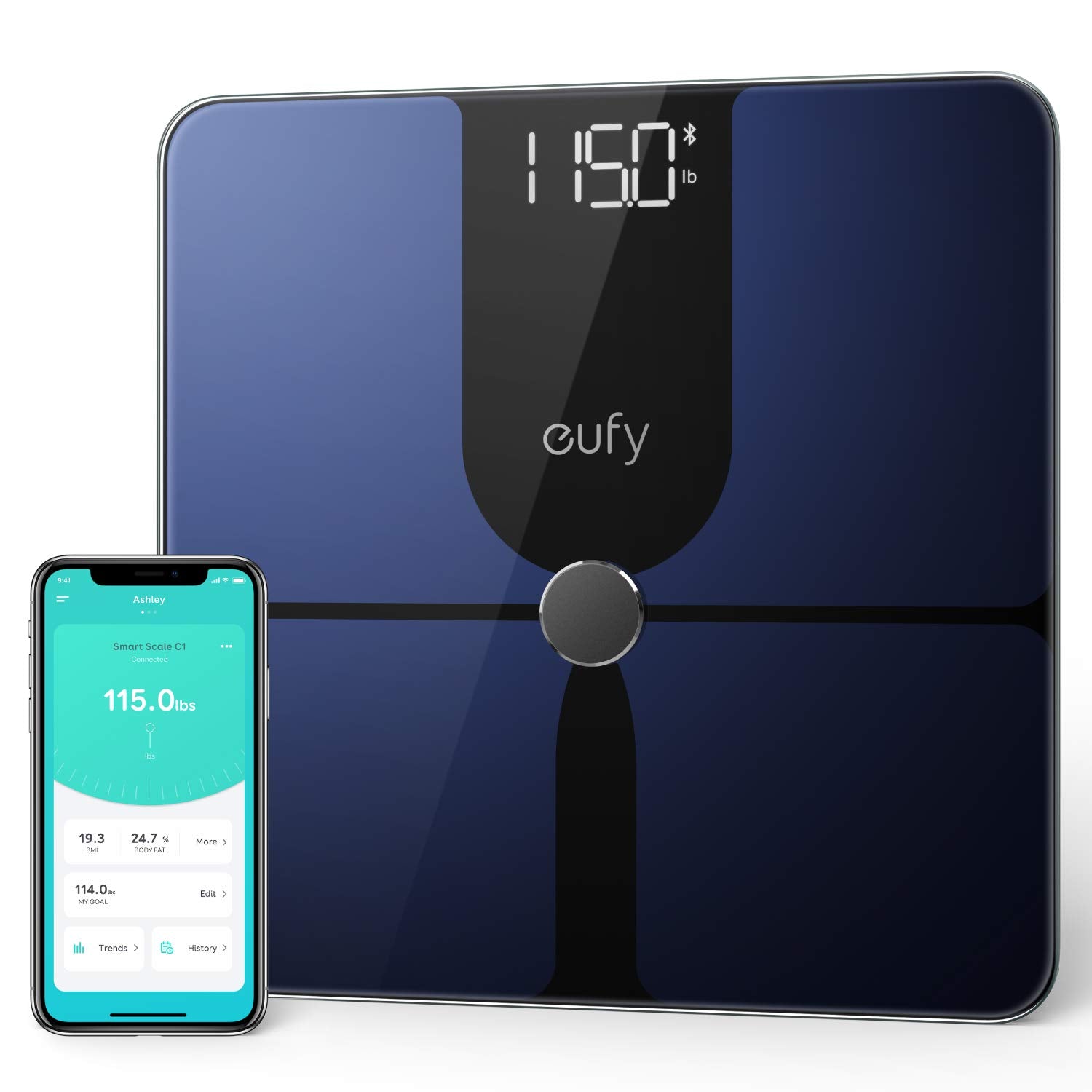Eufy by Anker, Smart Scale P1 with Bluetooth, Body Fat Scale, Wireless Digital Bathroom Scale, 14 Measurements, Weight/Body Fat/BMI, Fitness Body Composition Analysis, Black, lbs/kg. (Open Box Brand New) - Hatke