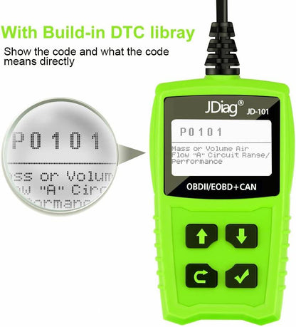FasDiag JD-101 Scan Tool OBDII Car Diagnostic Scanner Universal Check Engine Light Automotive Fault Code Reader for All Cars from 1996 Original-Green - Hatke