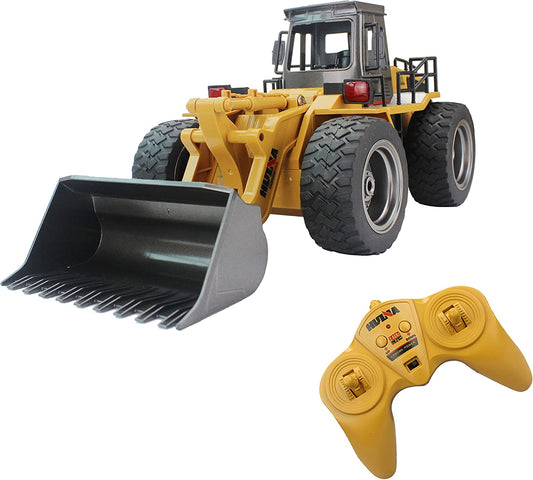 Fistone RC 6 Channel Front Loader Bulldozer Dump Truck Alloy Shovel Loader Tractor Truck 2.4G Radio Control 4 Wheel 4WD Front Loader Construction Vehicle Electronic Toys Game Hobby Model with Light and Sounds - Hatke
