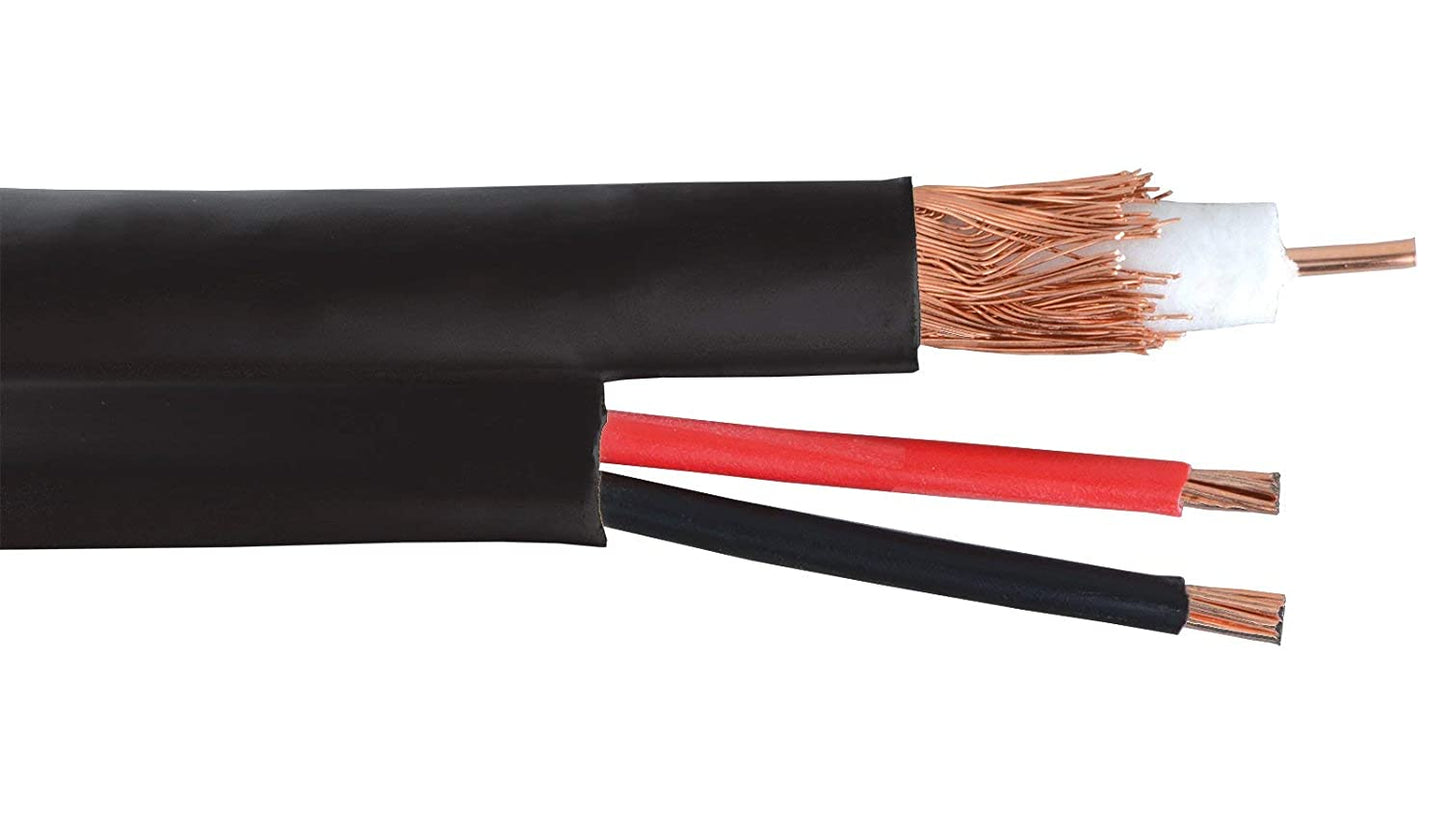 FIVE STAR Cable Combo of 500 ft RG59 Siamese CCTV Coaxial Black Cable, 20AWG with 18/2 18AWG Power - Hatke