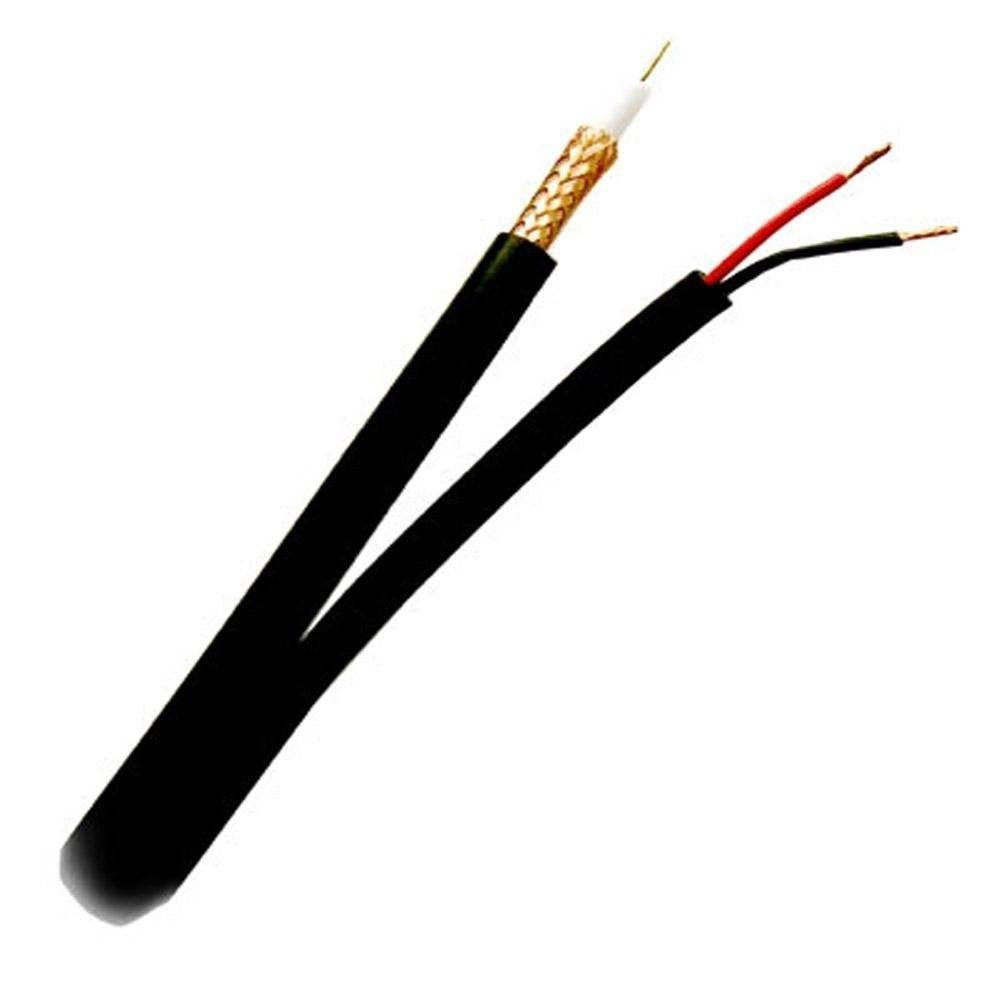 FIVE STAR Cable Combo of 500 ft RG59 Siamese CCTV Coaxial Black Cable, 20AWG with 18/2 18AWG Power - Hatke