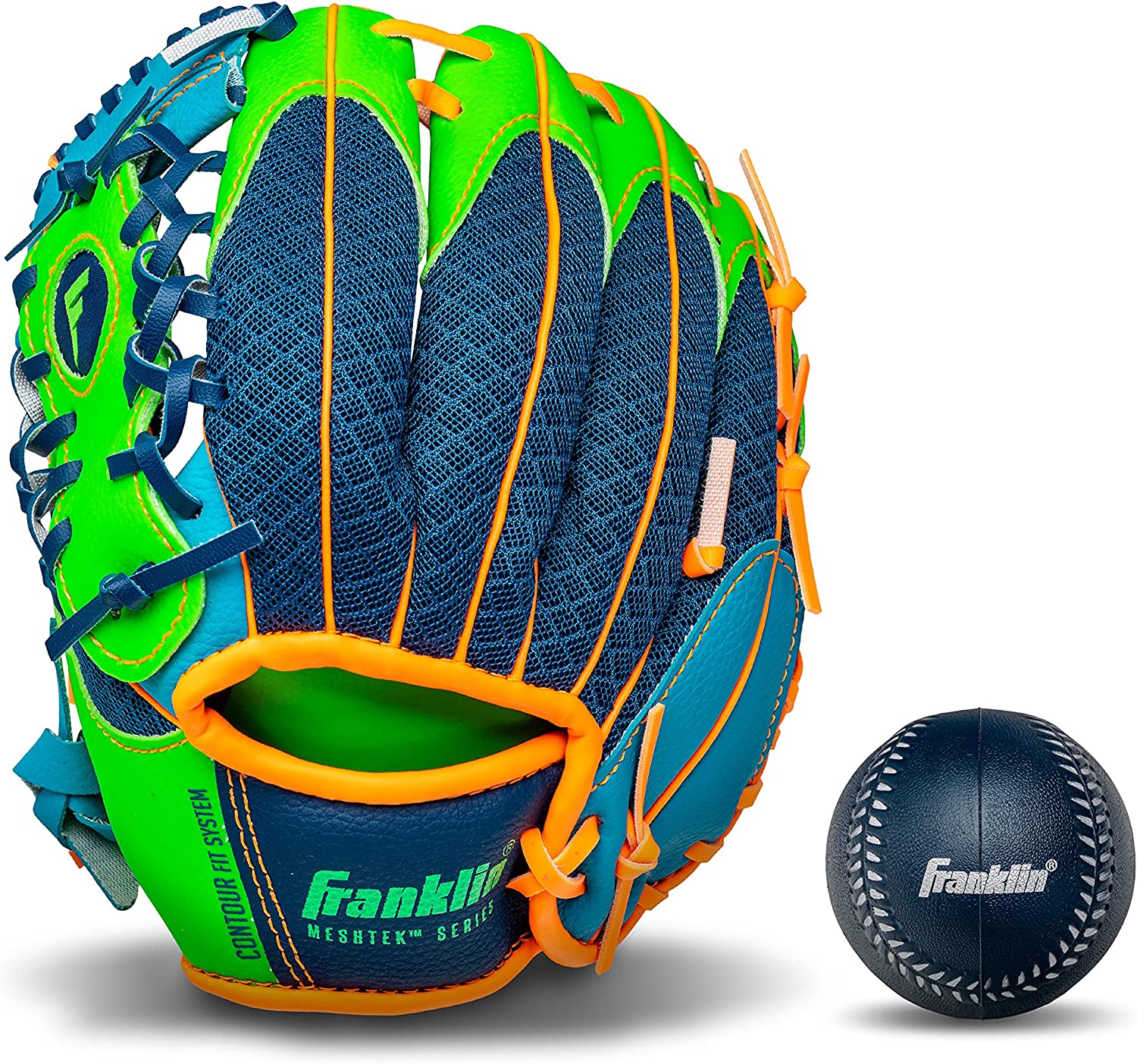 Franklin Sports Kids Tee Ball Meshtek Baseball Glove with Foam Ball Set - 9.5" Inch - Hatke