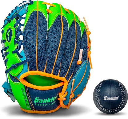 Franklin Sports Kids Tee Ball Meshtek Baseball Glove with Foam Ball Set - 9.5" Inch - Hatke