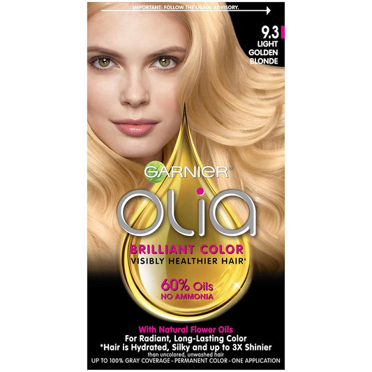 Garnier Olia Ammonia-Free Brilliant Color Oil-Rich Permanent Hair Color, 9.3 Light Golden Blonde (1 Kit) Blonde Hair Dye - Hatke