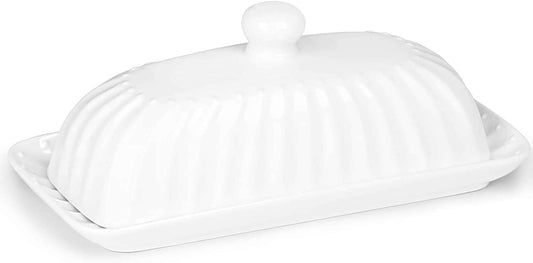 GDCZ Ceramic Butter Dish with Lid, White - Hatke