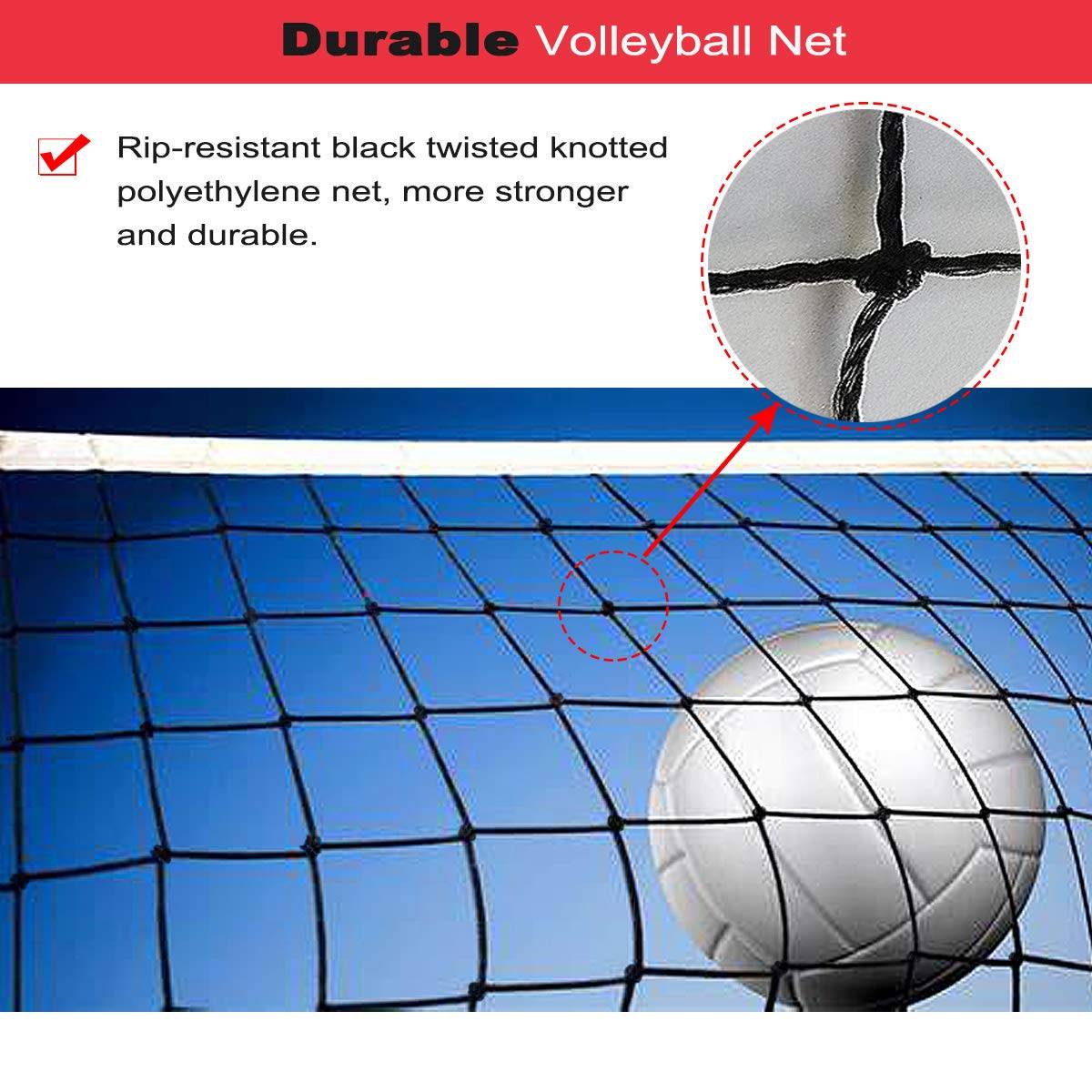 GeWeDen Volleyball Net,Classic Pool Sand Volleyball Net Netting System Standard Size (32 FT x 3 FT) Poles Not Included - Hatke