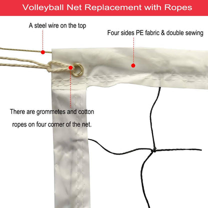 GeWeDen Volleyball Net,Classic Pool Sand Volleyball Net Netting System Standard Size (32 FT x 3 FT) Poles Not Included - Hatke