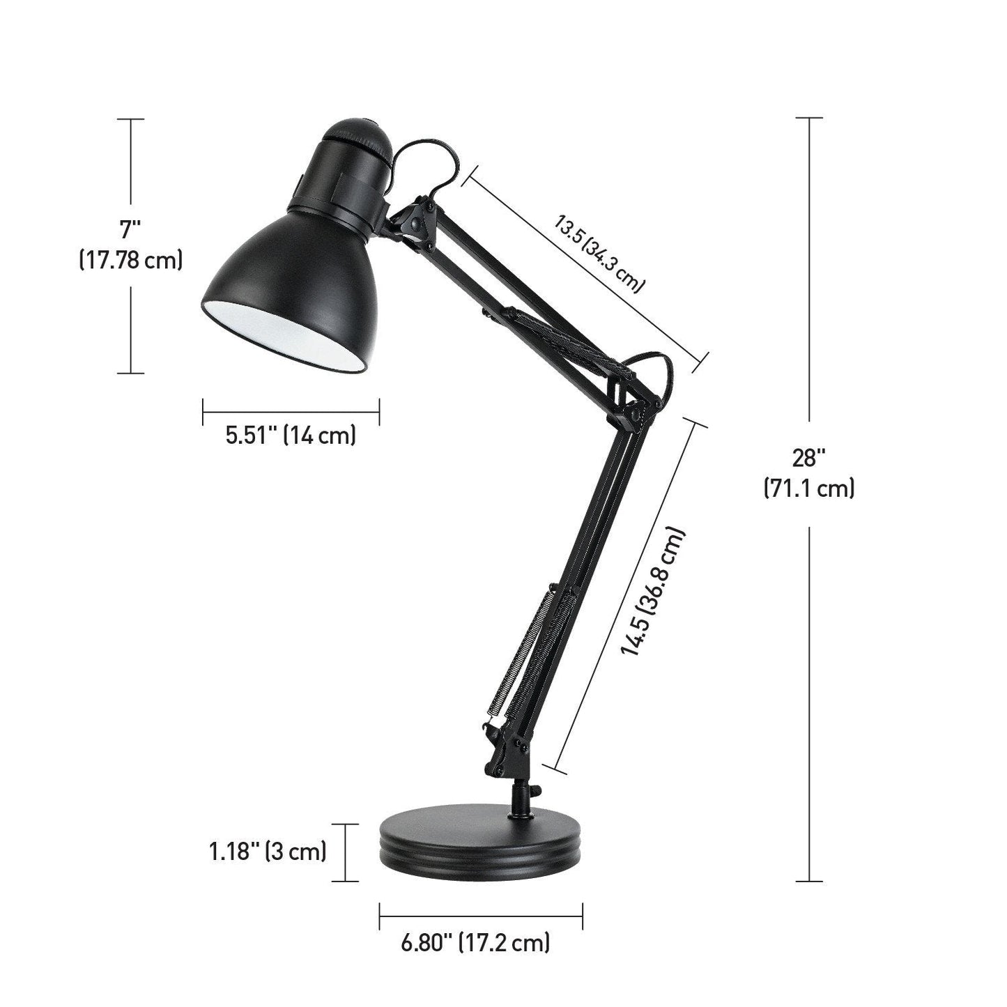 Globe Electric 28" Heavy Base Architect Black Swing Arm Desk Lamp, 5698601 - Hatke