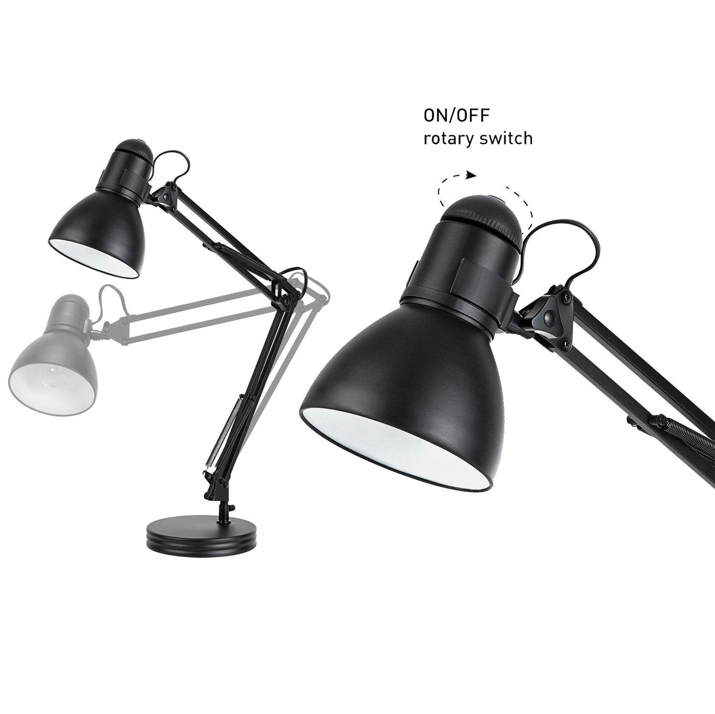 Globe Electric 28" Heavy Base Architect Black Swing Arm Desk Lamp, 5698601 - Hatke