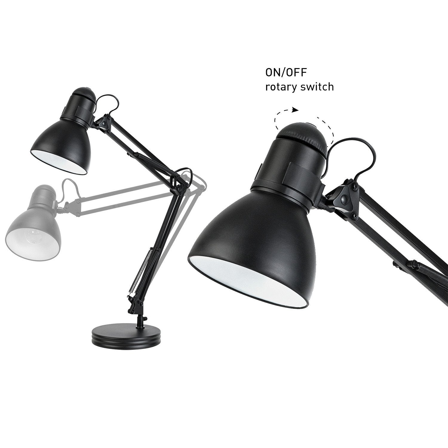 Globe Electric 28" Heavy Base Architect Black Swing Arm Desk Lamp, 5698601 - Hatke