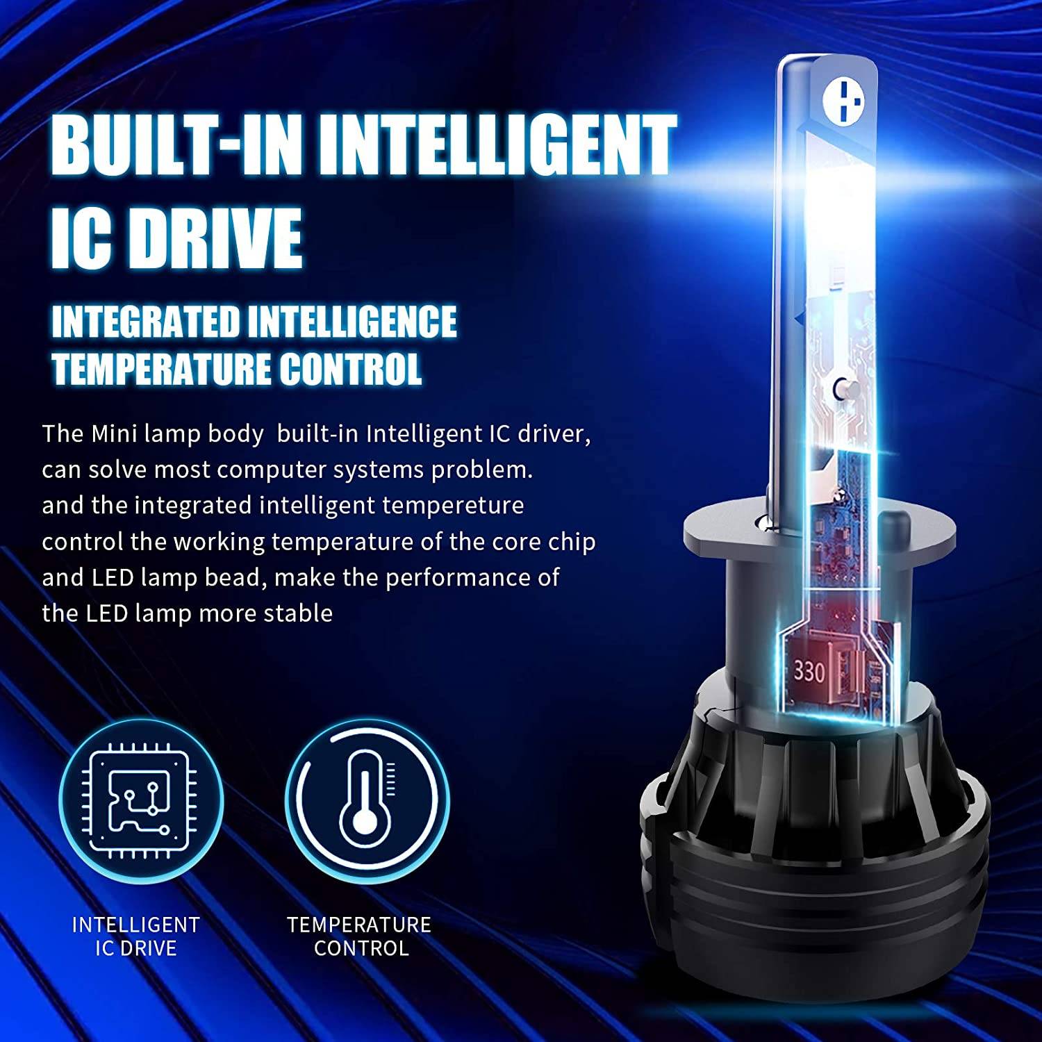 H1 LED Headlight bulbs 6500K Xenon White 12000LM H1 LED Bulb Conversion Kit Adjustable Beam (Pack of 2) - Hatke