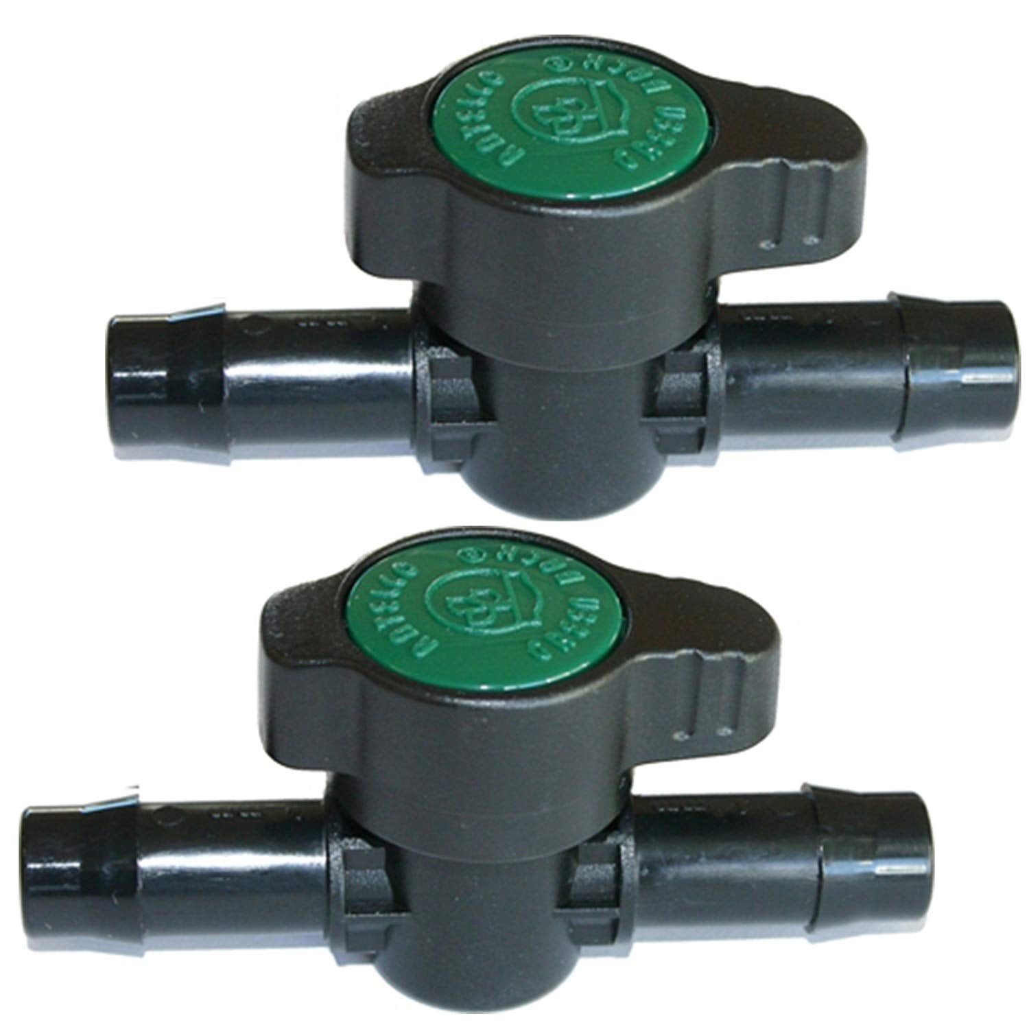 Habitech 2-Pack n-Line Barbed Ball Valve 13mm for 1/2 Inch Tubing - Regulate and Shut-Off/On Water Flow - Hatke