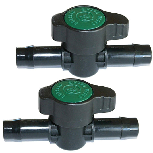 Habitech 2-Pack n-Line Barbed Ball Valve 13mm for 1/2 Inch Tubing  - Regulate and Shut-Off/On Water Flow - Hatke
