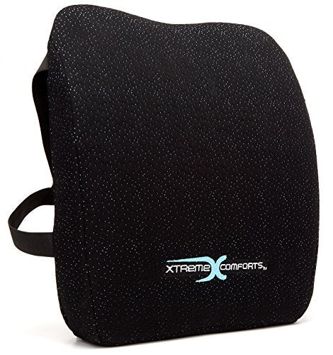 Xtreme Comforts Lumbar Back Support Pillow for Office Chair Cushion, House Chair Cushions, & Car Truck Seat - Memory Foam Office Chair Back Support with Adjustable Strap