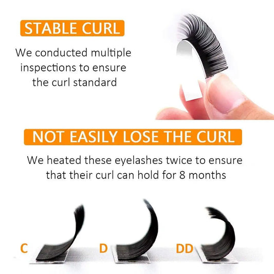 Individual Eyelash Extension 0.05mm D Curl Volume Individual Lashes Tray Soft Application-Friendly Eyelash Extension Supplies(D 0.05-11mm) - Hatke