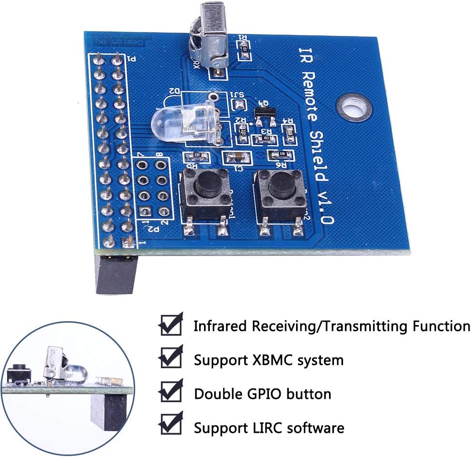 IR Transmitter Infrared Remote Hat Expansion Board 38KHz Transceiver Shield for Raspberry Pi RPi B+/2B/3B - Hatke