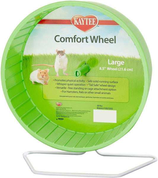 Kaytee Comfort Small Animal Exercise Wheel - Large (Green, 8.5-Inch) Ideal for hamsters, gerbils and hedgehogs & more. - Hatke