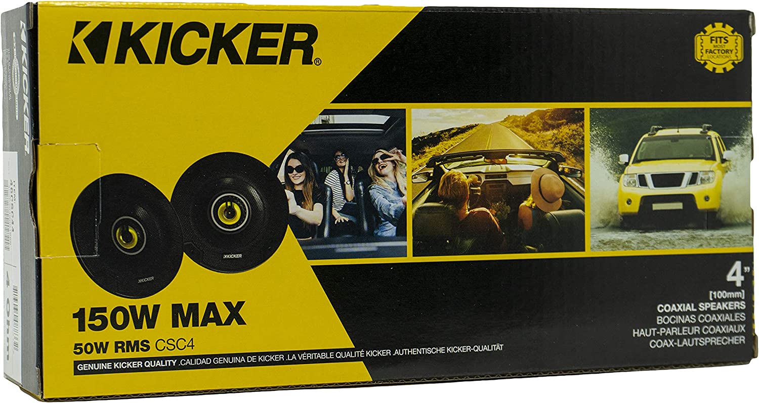 KICKER CS Series CSC4 4 Inch 150 watts Car Audio Speaker with Woofers, Yellow (Pair - 2 pcs) - Hatke