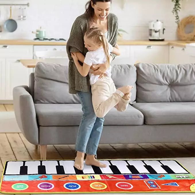 Kids Musical Large Piano Mats Dance & Learn Keyboard Play Mat with 8 Musical Instrument Sound, 5 Play Modes, Early Educational Toy - Hatke