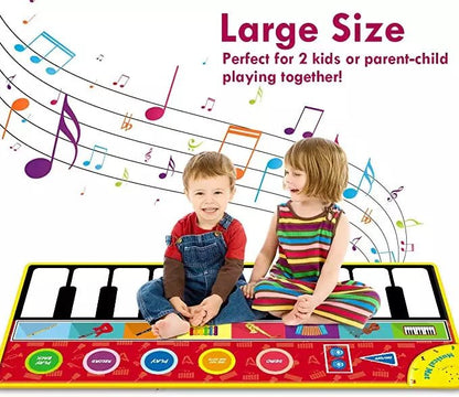 Kids Musical Large Piano Mats Dance & Learn Keyboard Play Mat with 8 Musical Instrument Sound, 5 Play Modes, Early Educational Toy - Hatke