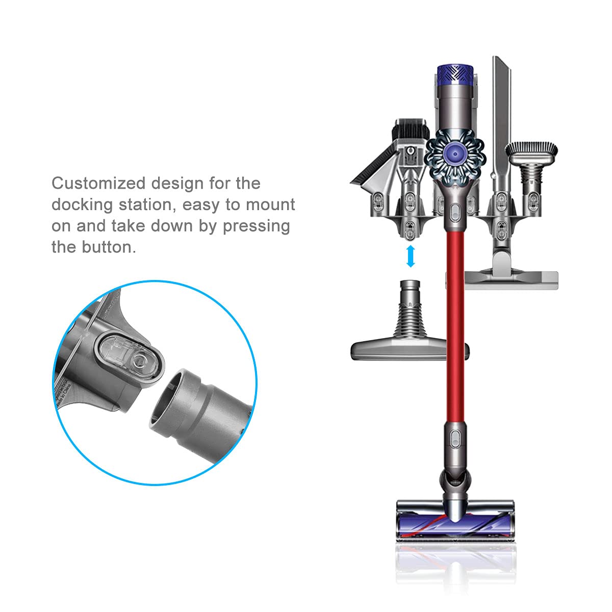 LANMU Docking Station Accessory Holder for Dyson V6 Vacuum Cleaner,Attachments Organizer Holder for Dyson DC30 DC31 DC34 DC35 DC44 DC45 DC58 DC59 DC61 DC62,No More Messy Tools - Hatke
