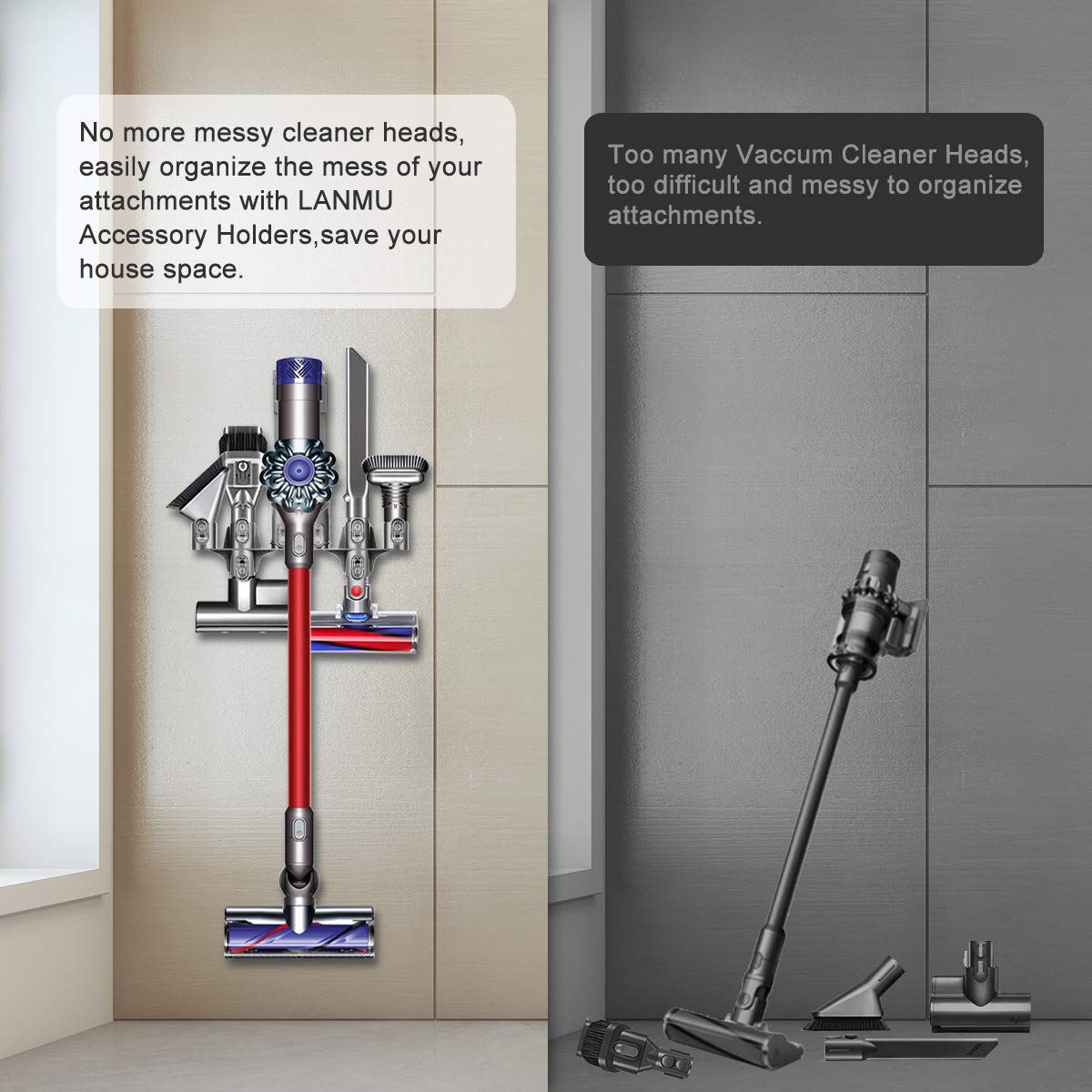 LANMU Docking Station Accessory Holder for Dyson V6 Vacuum Cleaner,Attachments Organizer Holder for Dyson DC30 DC31 DC34 DC35 DC44 DC45 DC58 DC59 DC61 DC62,No More Messy Tools - Hatke